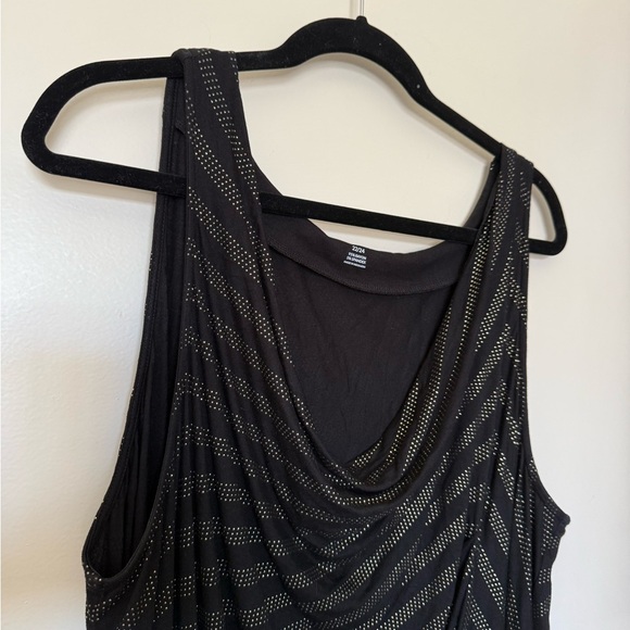 NWOT Lane Bryant Black Tank with Tiny Gold Studs, Ruching, & Draped Neck  22/24 - Picture 2 of 7